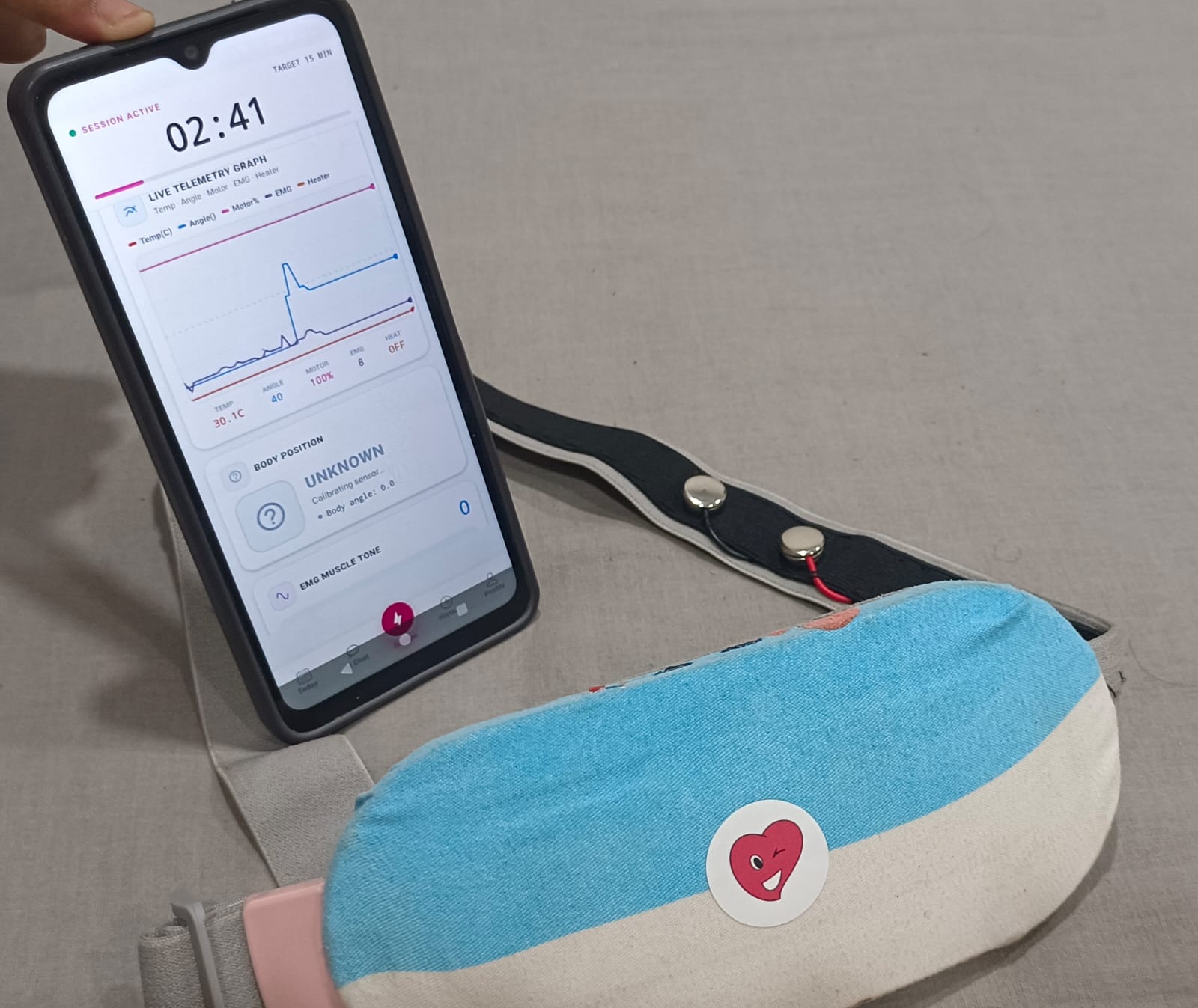 HerComfort physical prototype with live mobile monitoring